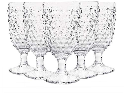 G Hobnail Trinkgläser, 6 Stück, Vintage Wasserkelche, Eistee, Getränkekelche, Hobnail-Gläser, Glasbecher für Wein, Limonade, Saft, Dinnerpartys, Bars, Restaurants, transparent