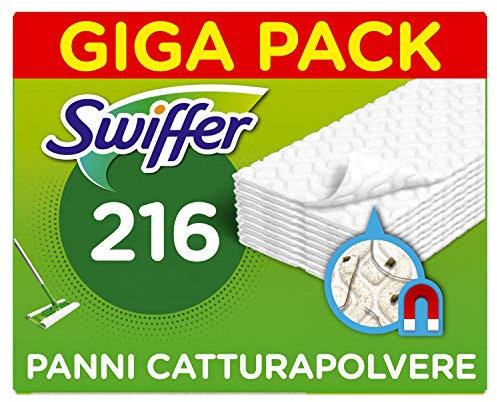 Swiffer Staubwischtücher, 216 Mikrofasertücher, zum Aufnehmen von Staub und Schmutz, ideal für alle Arten von Böden und Tierhaaren, Maxigröße