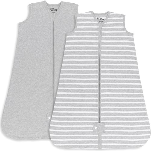Comfy Cubs Baby Sleep Sack 12-18 Months, Large - Soft 100% Cotton Infant Sleeping Sack for Boys & Girls - Breathable Sleeveless Sleeping Bag Baby with Covered Zipper - Grey