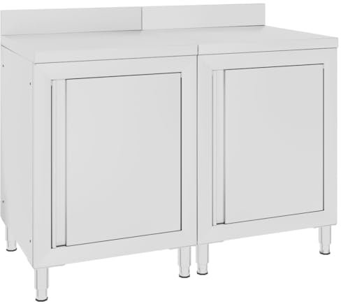 vidaXL Mesa de Trabajo Comercial Mueble Equipo Armario de Almacenamiento Restaurante Fregadero de Cocina Profesional Acero Inoxidable 120x60x96 cm