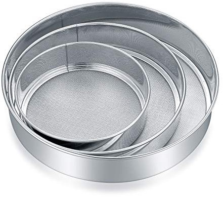 3 Pezzi, 3 Dimensioni - Setacci per Farina in Acciaio Inox Rotondo, Setaccio da Forno Colini da Cucina a Maglia Finea