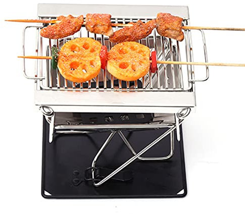MVDECOR Fällbar grill kolgrill bärbar grill rostfritt stål liten grill BBQ verktygssatser för utomhus matlagning camping picknick strand