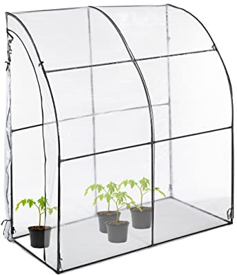 Relaxdays Serre de Jardin pour tomates, bâche PVC, Facilement Accessible, HxLxP : 215 x 200 x 100 cm, Transparent/Noir