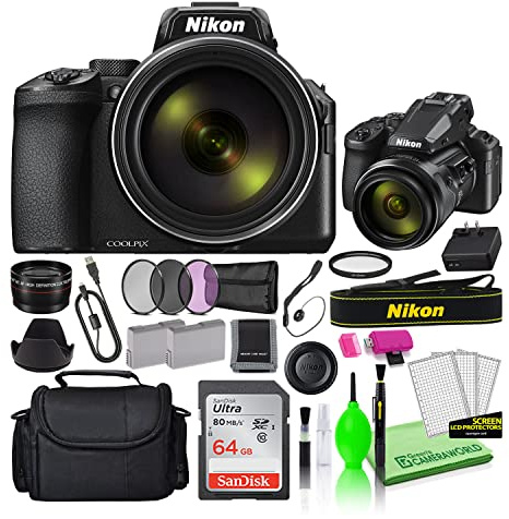 Nikon COOLPIX P950 16MP Digital Camera (26532) Bundle Kit with 64GB Ultra SD Card + Large Camera Bag + Filter Kit + Spare Battery + Telephoto Lens + More