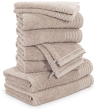 Möve Handtuchset New Classic 10-TLG Handtücher - 2X 20x15 cm + 2X 30x50 cm + 4X 50x100 cm + 2X 67x140 cm, 100% Baumwolle, Cashmere