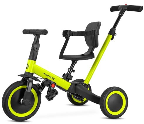 Dreirad ab 1 Jahr mit Schubstange 6in1 - Grün Laufrad - Dreirad mit Schubstange - Baby Fahrrad ab 1 Jahr - Fahrrad Kinder - Laufräder - Sicherheit Lauflernrad für Ihr Kind Dank 3-Punkt-Gurt