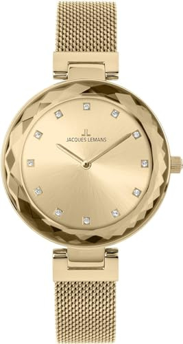 JACQUES LEMANS Damenuhr Milano massiv Edelstahl Swarovskisteine 1-2139C