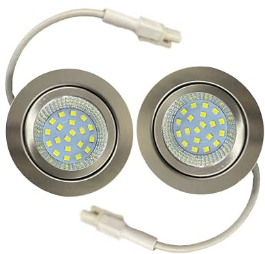 ruehalf 2Piece Cooker Hood Bulb LED 2.5W 220-240V for 60mm Hole Kitchen Under Cabinet Closet Lighting 20W Halogen Bulb Equivalent(Warm White 3000K)