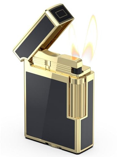 VVAY Feuerzeug Gas Nachfüllbar, Weicher Doppelflamme - ohne Gas Geliefert