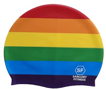 Kids Swimming Cap Designed for Lap Swimming Fits 6-10 Year Olds (Rainbow)
