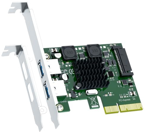 GLOTRENDS U3142A Scheda di espansione PCIe USB 10Gb 2 porte, 2 porte USB-A (USB 3.2 Gen 2), interfaccia PCIe X4, compatibile con Windows/Linux/macOS