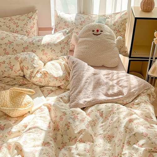 Covebett Biancheria da letto 135 x 200 cm, motivo floreale, motivo floreale, in microfibra, morbida, set da 2 pezzi, con chiusura lampo e federe da 80 x 80 cm