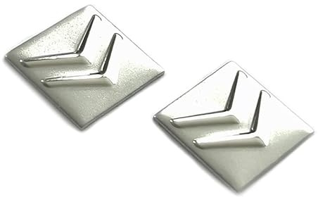Autocollant 16 x 16 mm (2 pièces). Convient pour Citroën - Auto, autocollant pour clé, télécommande, décoration, etc. Carré de 16 mm en aluminium, métal. Autocollant avec emblème (16x16 mm Ctrn.. 2