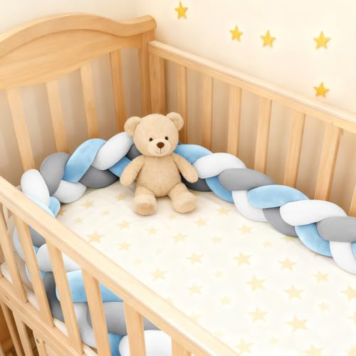 RZYW Cotton Bed All Round Protector for Room Braided Knotted Cushions Braided Toddler Bed Handmade Soft Knot Pillow,S1,100CM