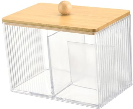 rongweiwang Contenitore per dischetti struccanti, dispenser per bastoncini di cotone, resistente con coperchio antipolvere, contenitore per bastoncini struccanti realizzato in PS di qualità.