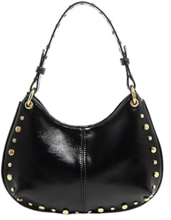 Bolso Tipo Cubo Con Remaches Bolso bandolera estilo punk urbano con remaches, bolso de hombro for mujer, tipo silla montar Tener Una Cita(Black)