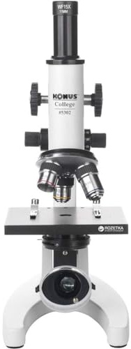 KONUS | COLLEGE 600x Microscopio Monoculare Robusto da Laboratorio, Scuola, Doppia Messa a Fuoco, Accessori Inclusi