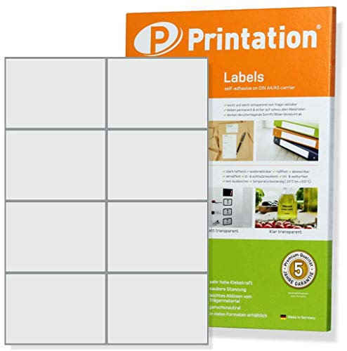 Printation Etiketten Selbstklebend 105 x 74 mm - 80 Klebeetiketten zum Beschriften, 10 Blatt Sticker Papier A4, 8 Adressetiketten Selbstklebend pro A4 Bogen, weiß, bedruckbar, Internetmarke 3427 4626