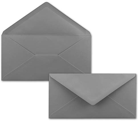 50 Brief-Umschläge Dunkel-Grau/Graphit DIN Lang - 110 x 220 mm (11 x 22 cm) - Nassklebung ohne Fenster - Ideal für Einladungs-Karten - Serie FarbenFroh