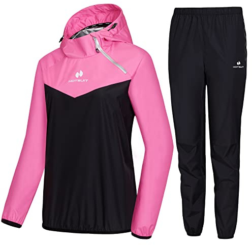 HOTSUIT Costume Sauna Femmes Pantalon Veste Amincissant Séance de Gym Sweat Suits Vêtements de Sudation Survêtement Sauna Rosé 2XL