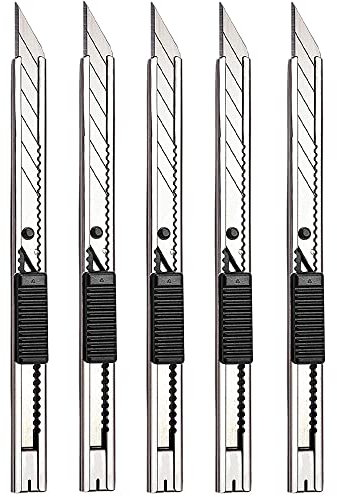 Gebildet 5 pezza Mano Destra e Sinistra Acciaio Inossidabile Taglierina di Utilità, Snap-Off Lame 9 mm, Angolo della Lama: 30°, per Arti Grafiche/Vinile Auto