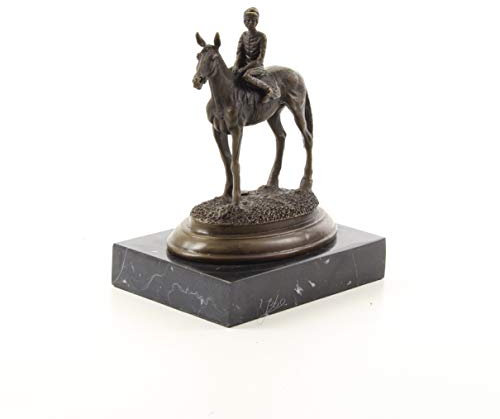 Decoratie bronsfigur brons skulptur staty ryttare häst 16,8 x 20,4 cm