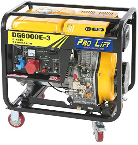Pro-Lift-Werkzeuge Générateur de courant de secours 5500 W - Démarreur électrique - Moteur diesel 4 temps - Groupe électrogène 380 V - Générateur de courant de secours 230 V - Générateur de courant de
