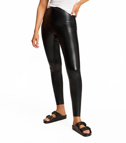 commando Faux Leather Legging | High-Rise Fit | Signature Internal Smoothing Waistband | Four-Way Stretch | Machine Washable | Black, Large (Petite)