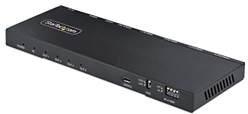 StarTech HDMI Splitter, 1 to 4, 4K 60Hz HDMI 2.0, Scaler, HDR, Optical