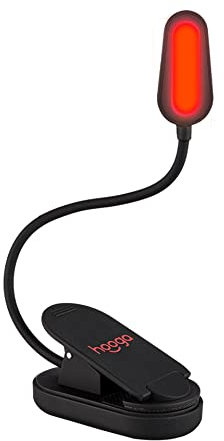 Hooga Red Book Light, Clip On 625nm LED Light for Reading in Bed, No Blue Light, Eye Care, Gift for Students, Kids, Travel, Nursing, Studying