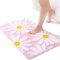 QJHOMO Rosa Badezimmerteppich Niedliche Gänseblümchen Badematte rutschfest Waschbar Badteppich Weiße und Gelbe Blume Badvorleger Weiche Duschvorleger Absorbierende Badezimmer Teppich 40x60 cm