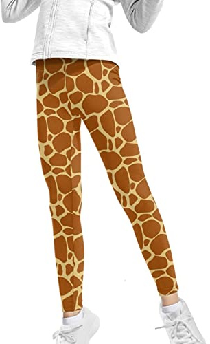 Wanyint Giraffe Skin Print Girls Leggings Kids Capris for Dance Running Yoga Stretch Athletic Pants Youth Kids Pants Pull on Compression Pants