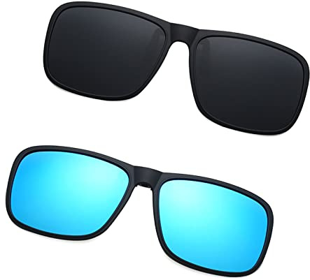 YAMEIZE 3 Pair Gafas de Sol Polarizadas con - Clip para Mujeres Hombres Gafas de Sol con Clip-on Flip up UV400 Gafas de Protección Conducción Viajes Pesca