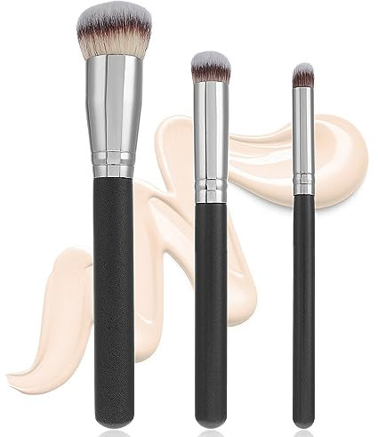 3 Stück Foundation Pinsel Concealer Pinsel Professioneller Gesichts Make up Pinsel Konturpinsel Foundation Brush für Flüssiges Puder Makeup Brushes Set zum Foundation Concealer