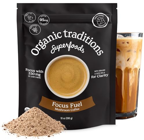 Organic Traditions Focus Fuel Instant Mushroom Coffee, Dairy Free, 10oz