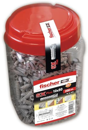 fischer 568720 Tasselli da Parete, Grigio, 10x50