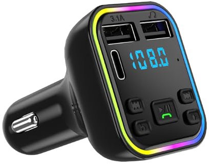 Fm Transmitter Auto Bluetooth USB+Typ-C Aufladung (PD 36W+12W) LED Display, LED-Leuchten, Musik-Player, Car Kit für BT, SD-Karte, USB-Disk