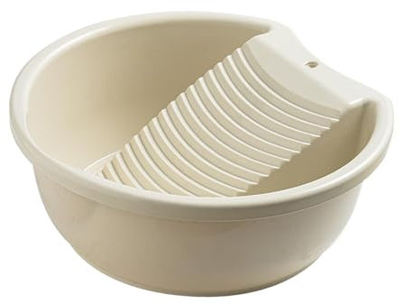 Folpus Bacinella per Lavare I Vestiti a Mano, Forniture per Il Lavaggio Della Vasca Della Lavanderia Bacinella per Bucato Antiscivolo Vestiti, beige bianco