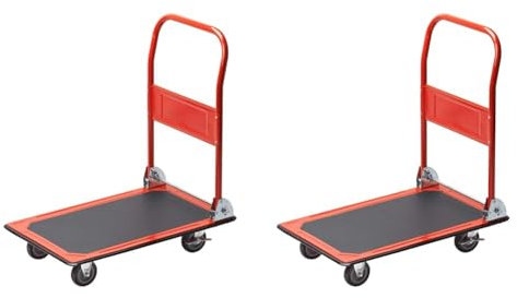Meister Plattformwagen - Klappbar - Bis 150 kg Tragkraft - Feststellbremse/Transporthilfe mit Lenkrollen/Paketwagen mit Antirutsch-Beschichtung/Klappwagen aus Stahl / 8985400 (Packung mit 2)