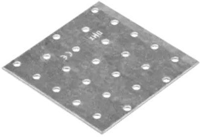 Piastre di giunzione piatte zincate perforate, 100 mm x 100 mm, staffe in metallo per legno, spessore 2 mm, acciaio PP35 (confezione da 1)