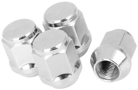 Partuto 4 Pcs 12mmX1.25 Universal Lug Nuts - Through-Hardened Steel Silver Tone
