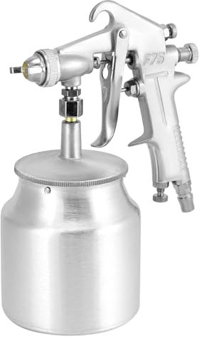 QWORK® Pistolet à Peinture, Pistolet à Peinture avec Godet d'écoulement, Volume 600 ML, buse de pulvérisation Ø 1.5 mm, pour travaux de Peinture