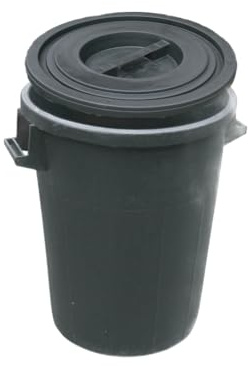 Generico Bidone per Immondizia Rifiuti in Plastica Nero con Coperchio - 2 Manici Per un Pratico Utilizzo 100L, 1 pezzo