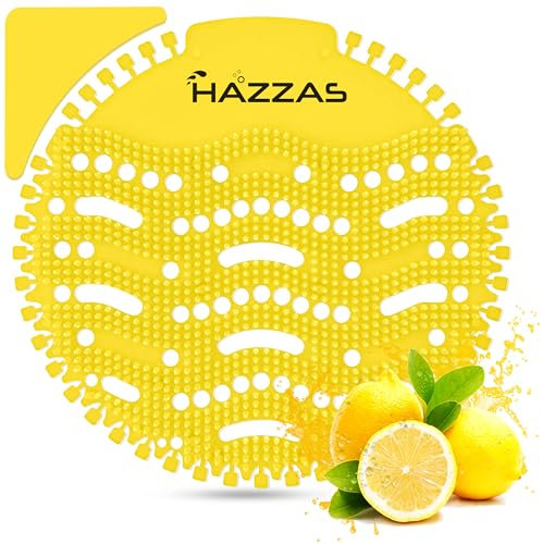 20-pack Lemon-Scented Urinal Screen Deodorizer Mats by Hazzas. Infused with lasting scents, these mats serve as effective odour fresheners. Perfect for use in bathrooms, restrooms, and offices