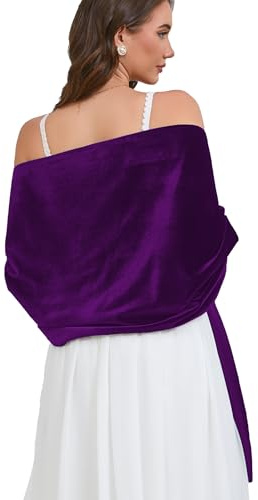 Fttyeiby Chales y envolturas de terciopelo para vestidos de noche, pashmina para mujer, accesorios de boda, Púrpura, Talla única