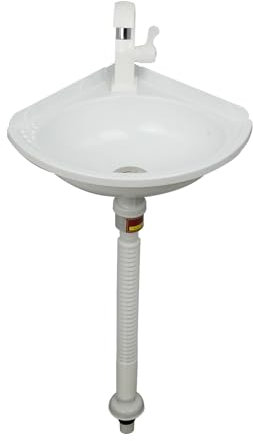 Lavabos de Montaje en Pared Lavabos de Esquina Pequeño Lavabo de Baño De Plastico Con Kit De Desagüe Lavabo Para Autocaravana Fregadero Ideal Para Sótano Jardín