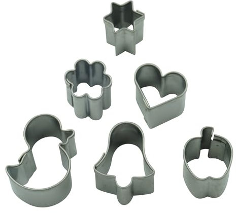 BekkiB – kakmått Miniset – 6 mycket små kakformar – diskmaskinssäkra kakformar av rostfritt stål – lämplig för fondant eller marsipandekoration – 8341
