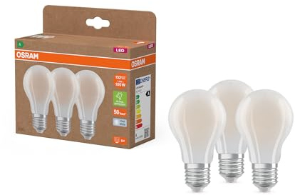 OSRAM Lampada LED Classic A100 Filament 7,2W 840, 4000K bianco freddo, E27, opaca, 1521 lm, 50.000 ore, a risparmio energetico