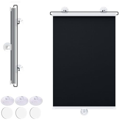 Verdunkelungsrollo Klemmfix ohne Bohren Verdunklungsrollo Fensterrollo Rollo Seitenzugrollo Klemmrollo Thermorollo,Innenrollo für Sonnen- und Sichtschutz (Schwarz A,74 * 140CM)