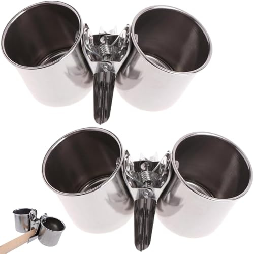 2 Pack Stainless Steel Bird Feeding Cups